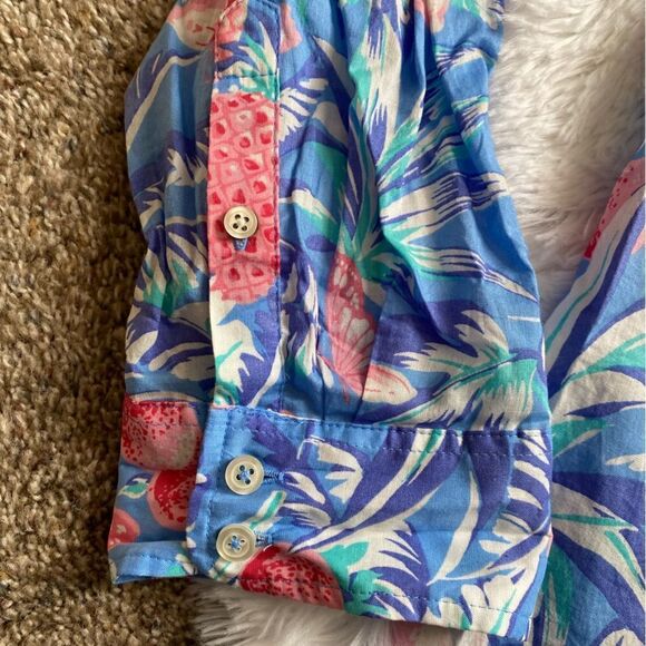 Talbots Floral Pineapple Button Down Top Cotton Womens Size XL Petite - Picture 5 of 9